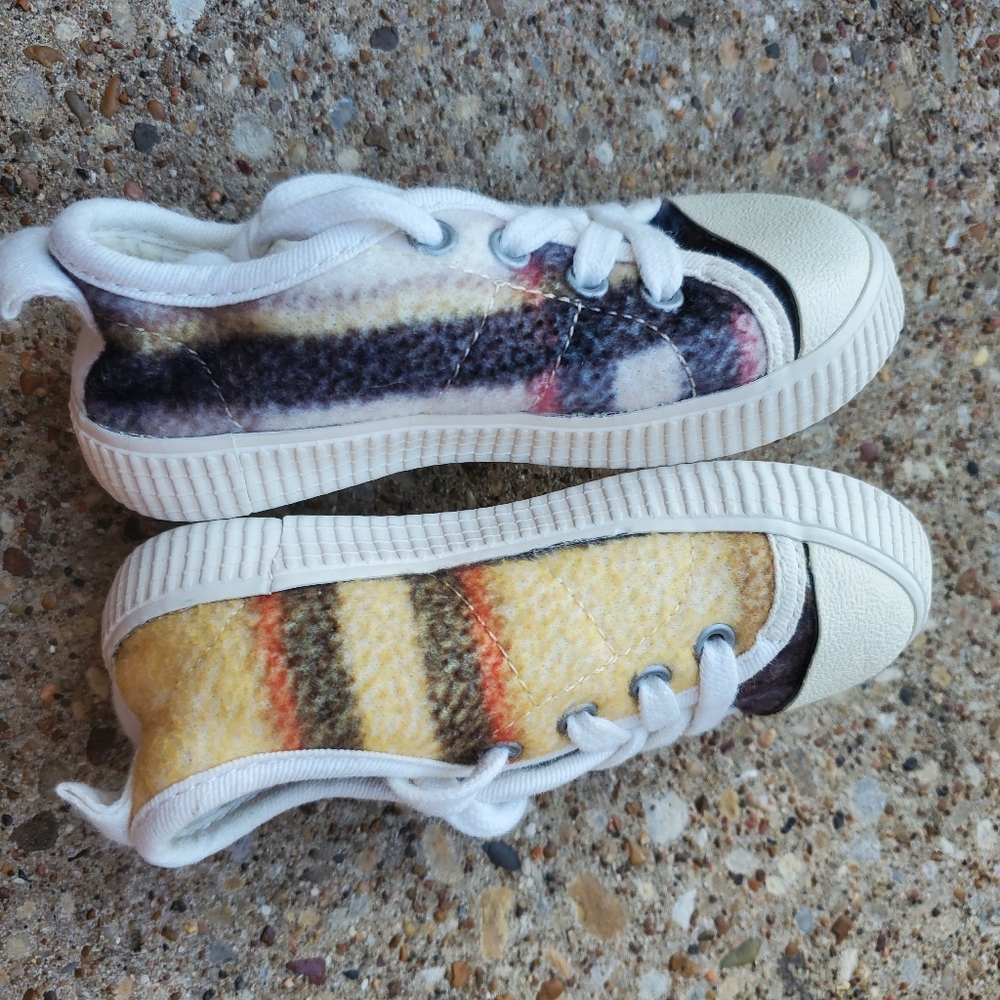 Zara Baby Dream Big Fleece Plaid Sneakers 22 6 - Picture 5 of 8